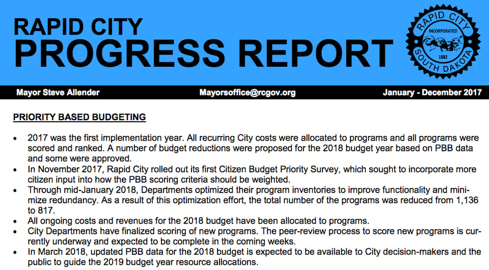 Community Values & Citizen Preferences through Priority Based Budgeting in Rapid City, SD