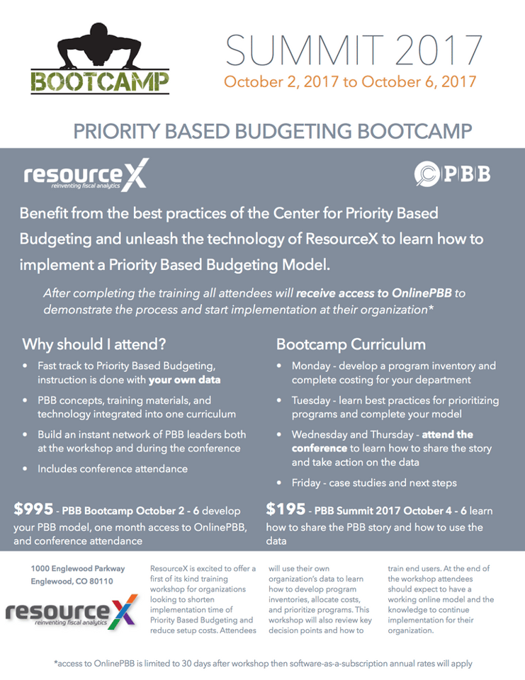 Priority Based Budgeting Boot Camp & Summit 2017!